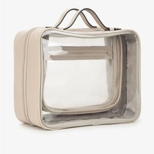 Calpak Large Clear Cosmetics Case in Stone